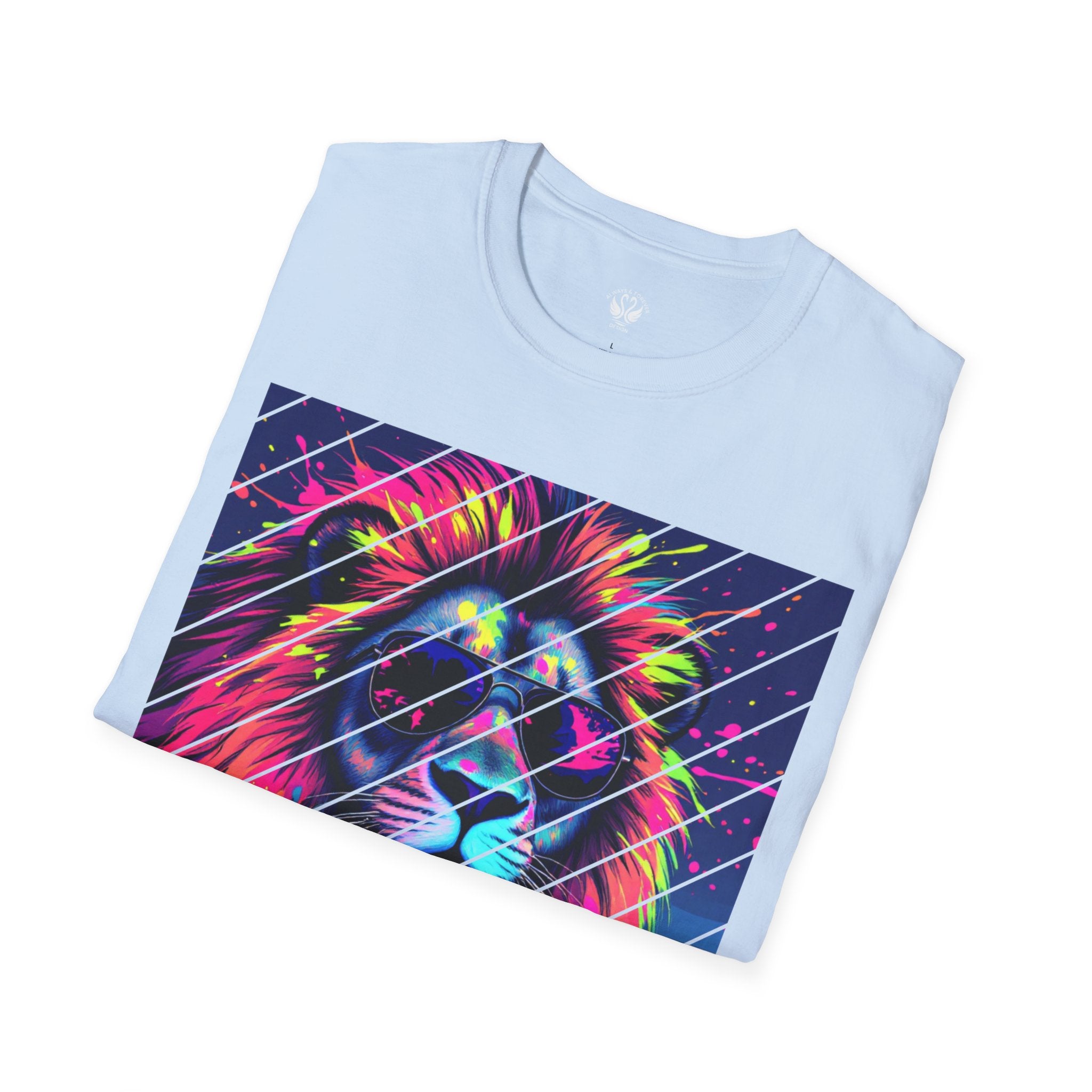 Vibrant Lion Graphic T-Shirt, Colorful Unisex Tee, Gift for Animal Lovers, Trendy Casual Wear, Perfect for Birthdays and Celebrations