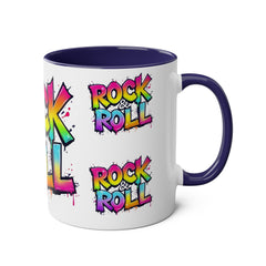 Colorful Rock & Roll Coffee Mug - 11oz Two-Tone Mug for Music Lovers