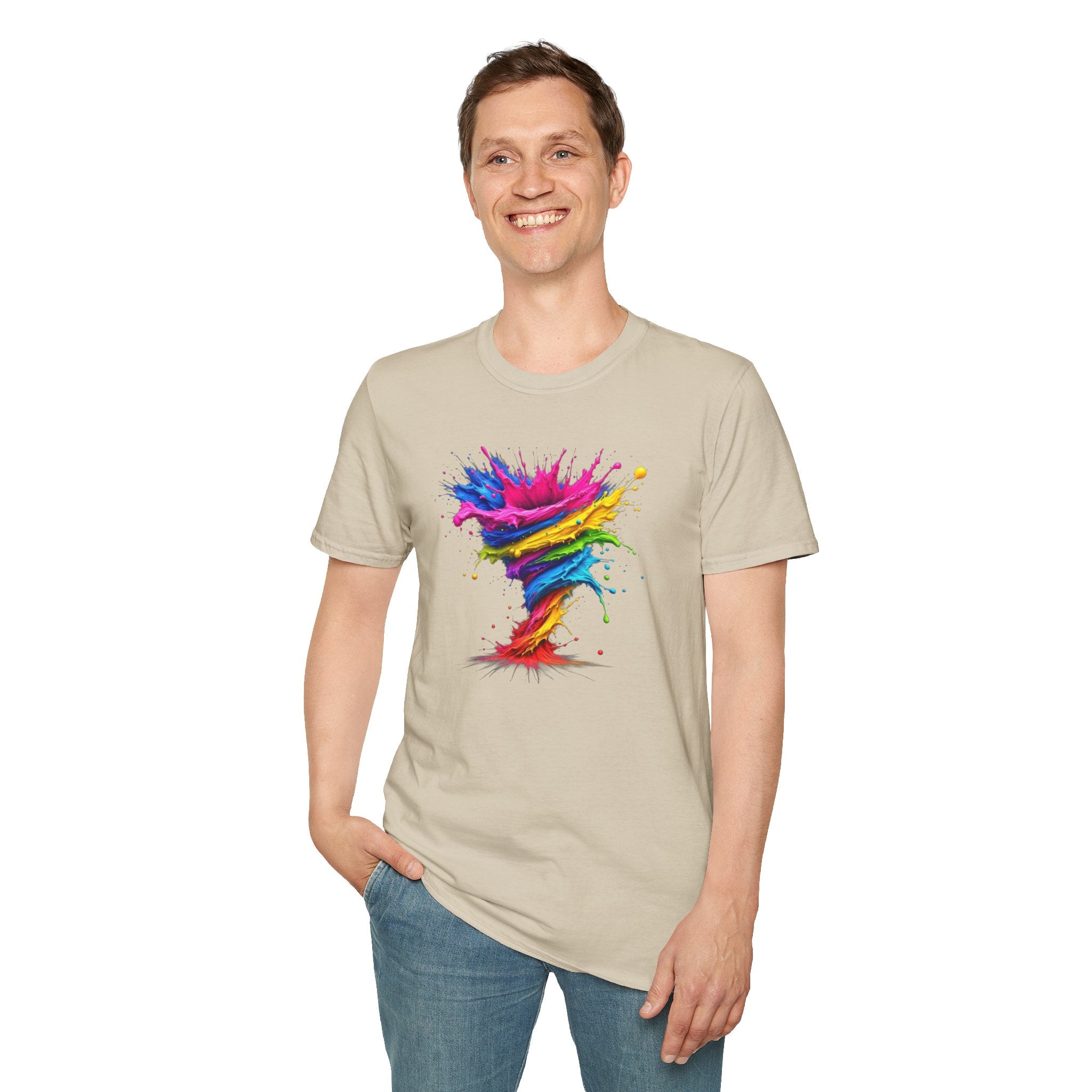 Vibrant Splash Art Tee, Colorful Unisex T-Shirt, Fun Graphic Tee, Summer Festival Top, Gift for Art Lovers, Casual Everyday Wear