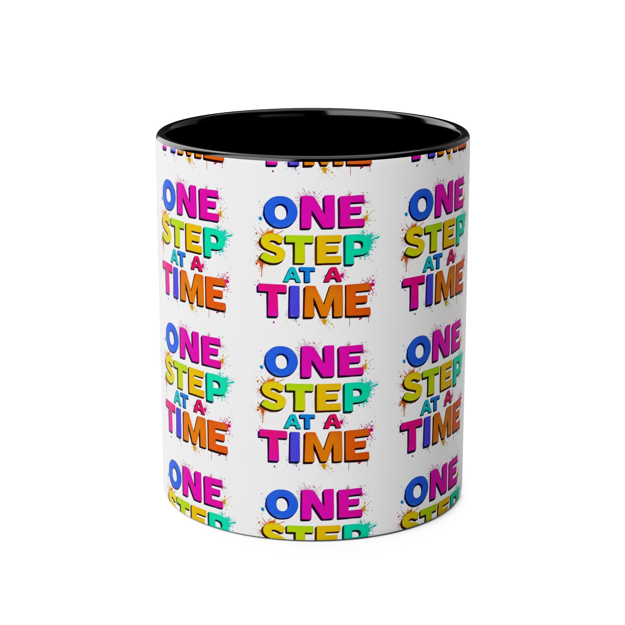 Motivational Two-Tone Coffee Mug - "One Step at a Time" - 11oz