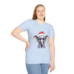 Cute Christmas Elephant T-Shirt, Unisex Holiday Tee, Fun Santa Shirt, Gift for Animal Lovers, Festive Apparel