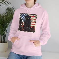 Western Cowboy Hoodie - Unisex Heavy Blend Sweatshirt, American Flag Design, Fashion Statement, Gift for Him, Cozy Apparel