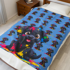 Cute Puppy Velveteen Plush Blanket - Perfect for Pet Lovers & Cozy Home Decor