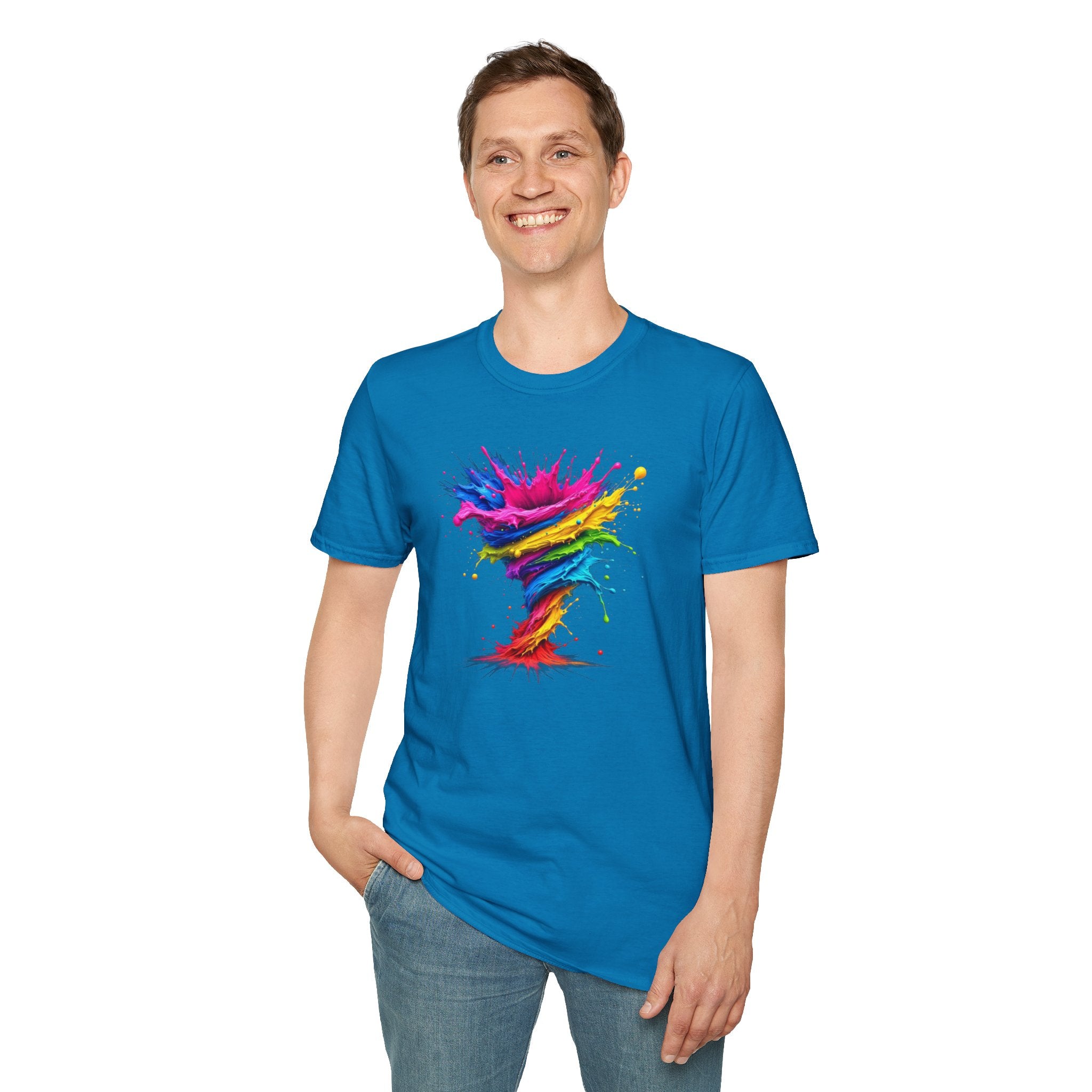 Vibrant Splash Art Tee, Colorful Unisex T-Shirt, Fun Graphic Tee, Summer Festival Top, Gift for Art Lovers, Casual Everyday Wear