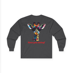 Colorful Giraffe Graphic Long Sleeve Tee for Animal Lovers