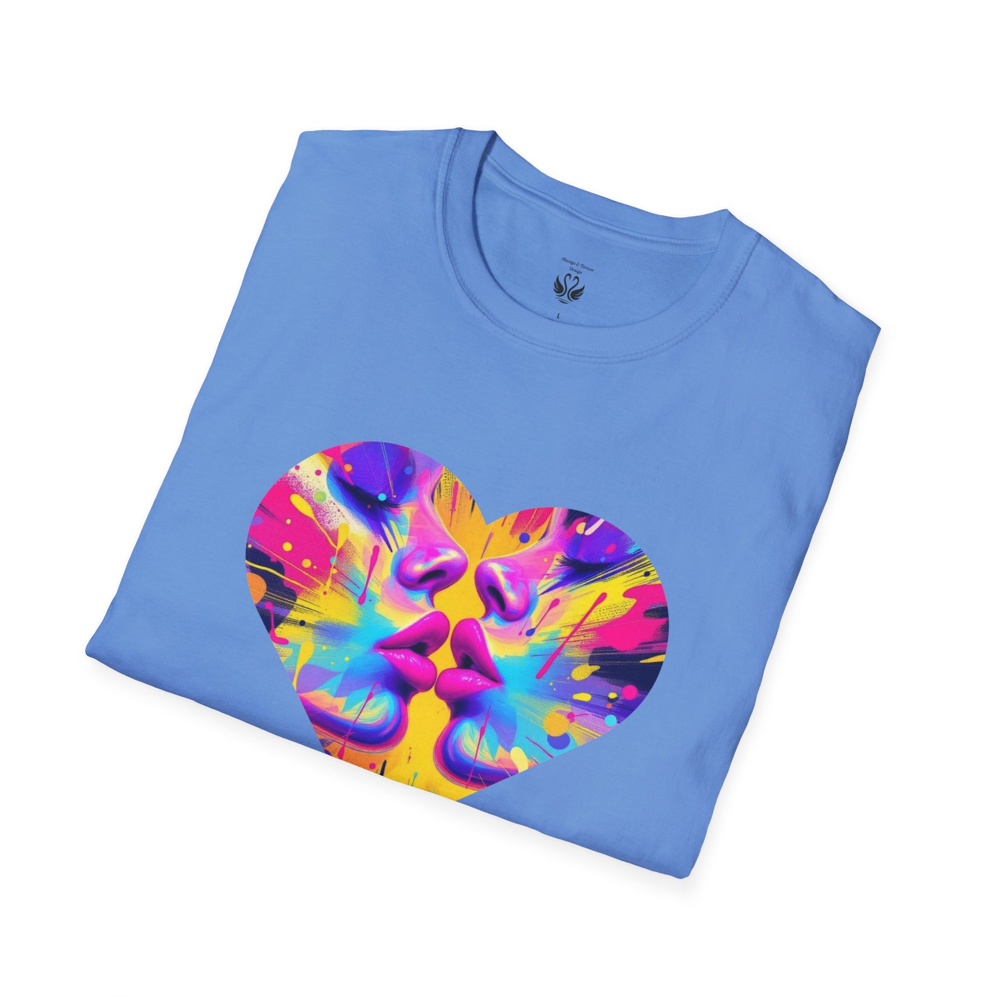 Vibrant Heart Art T-Shirt, Colorful Unisex Tee for Couples, Gift for Valentine's Day, Artistic Love Shirt, Casual Everyday Wear
