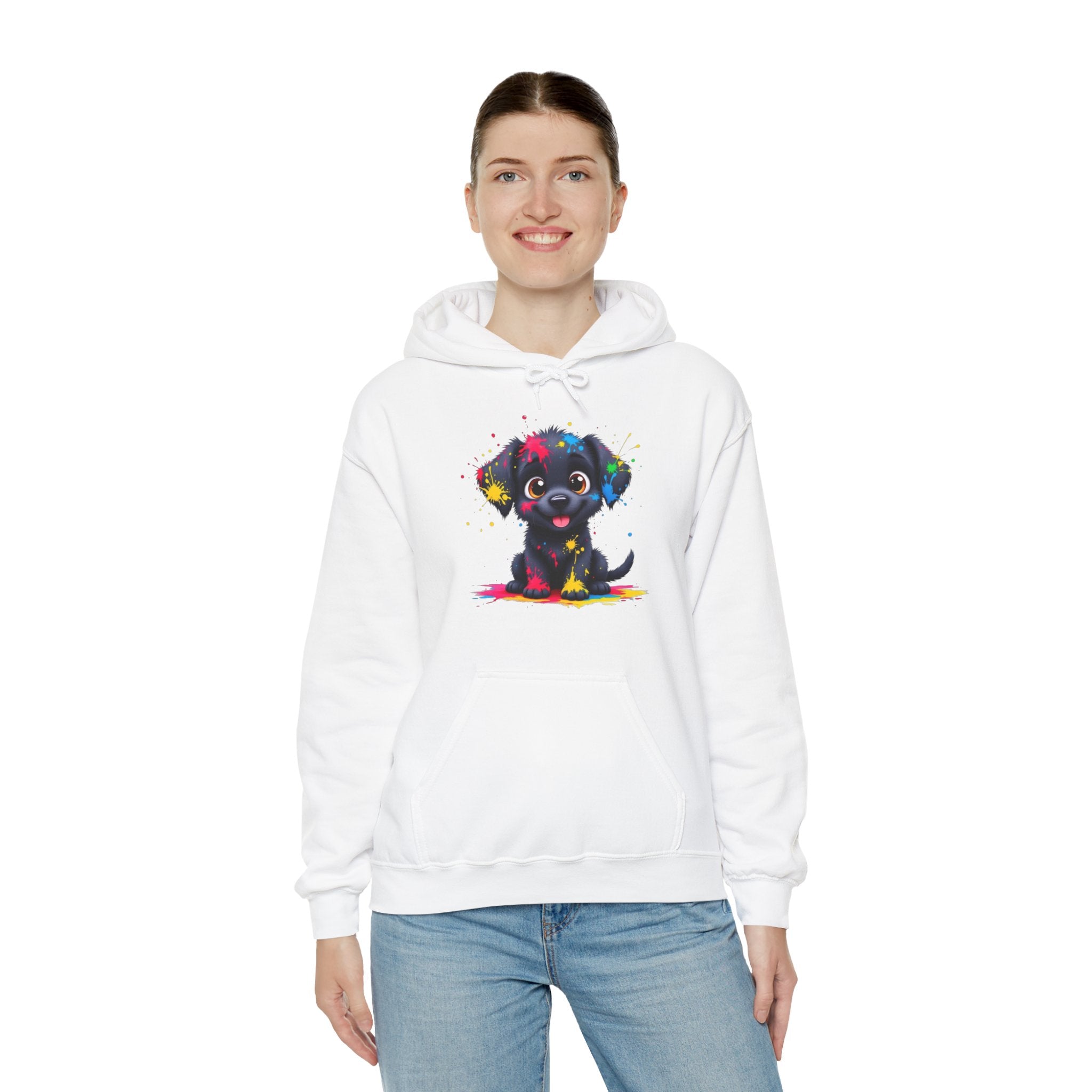 Colorful Puppy Sweatshirt - Cozy Pet Lover Hoodie, Gift for Dog Owners, Birthday Present, Dog-Themed Apparel, Animal Lover Fashion