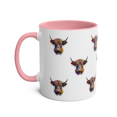 Vibrant Highland Cow Coffee Mug - Colorful Two-Tone 11oz Drinkware