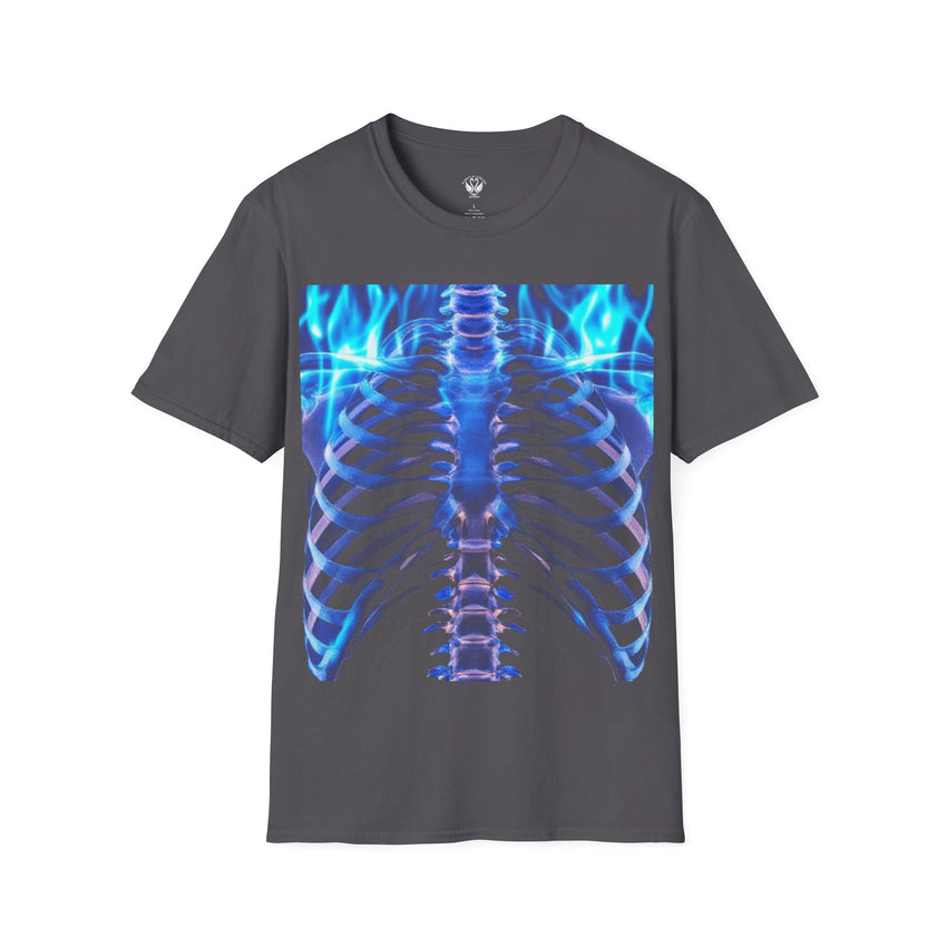 Iridescent Skeleton Tee - Unisex Softstyle T-Shirt, Graphic Tee, Trendy Wear, Halloween Costume, Edgy Fashion, Unique Gift