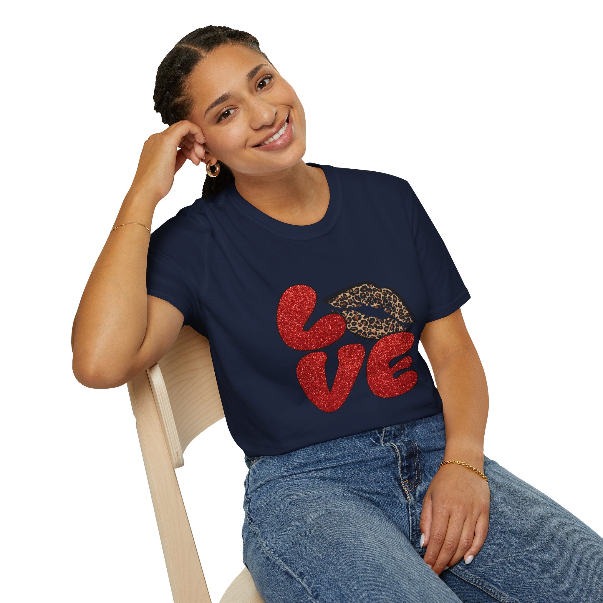 Leopard Love Graphic T-Shirt, Cute Valentine's Day Shirt, Casual Love Tee, Unisex Softstyle Top, Trendy Gift for Her