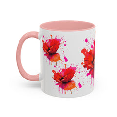 Vibrant Floral Accent Coffee Mug - Colorful Poppy Design - 11 & 15oz