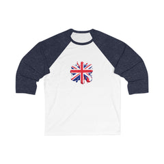 Union Jack 3/4 Sleeve Baseball Tee | Casual Unisex Shirt, Great Gift for Britons, Sports Fan Gear, Festival Wear