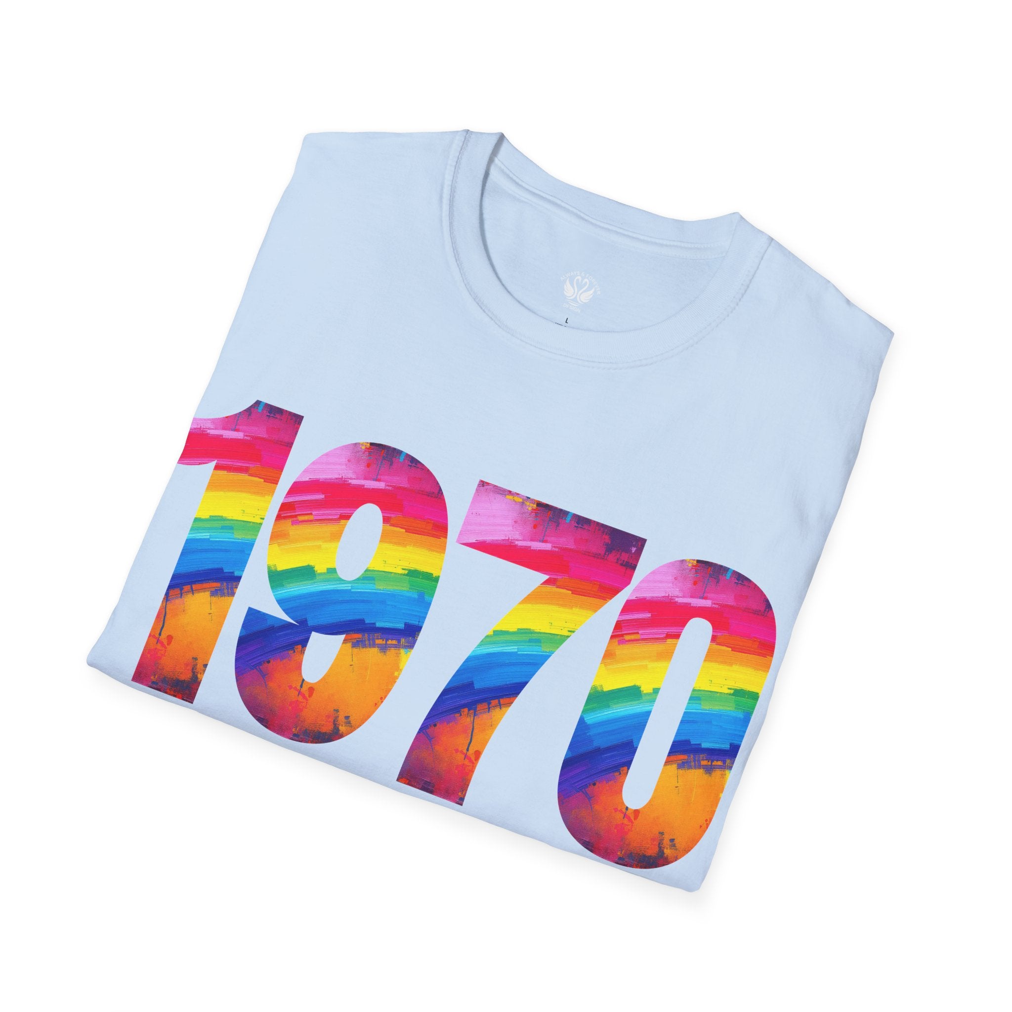Retro 1970 Rainbow Unisex T-Shirt, Vintage Graphic Tee, LGBTQ Pride Apparel, Casual Streetwear, Gift Idea for Birthdays