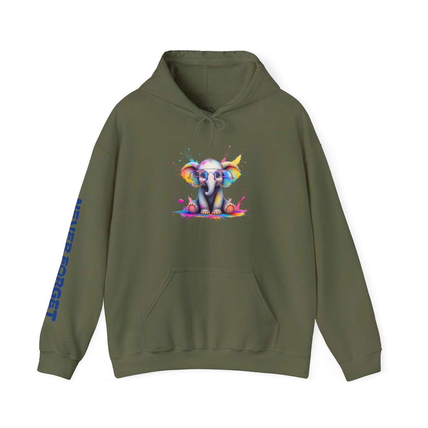 Colorful Elephant Design Unisex Heavy Blend™ Hooded Sweatshirt - Never Forget