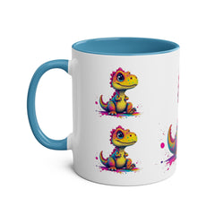Colorful Dinosaur Two-Tone Coffee Mug - Cute 11oz Mug for Kids & Dino Lovers