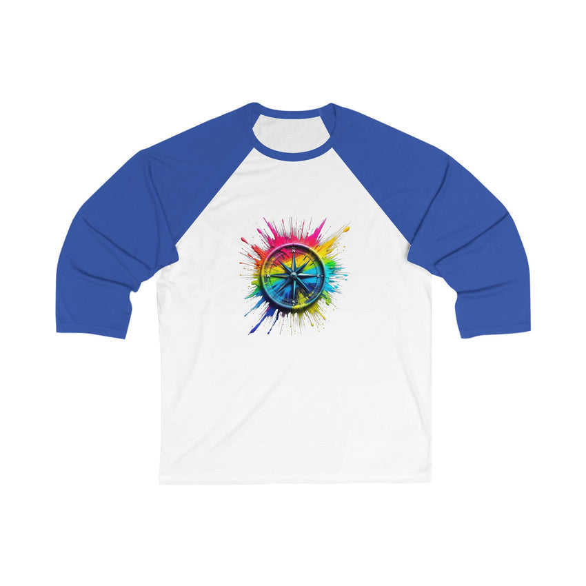 Colorful Compass Sign Baseball Tee, Unisex T-Shirt, Boho Clothing, Summer Festival Wear, Gift for Him/Her