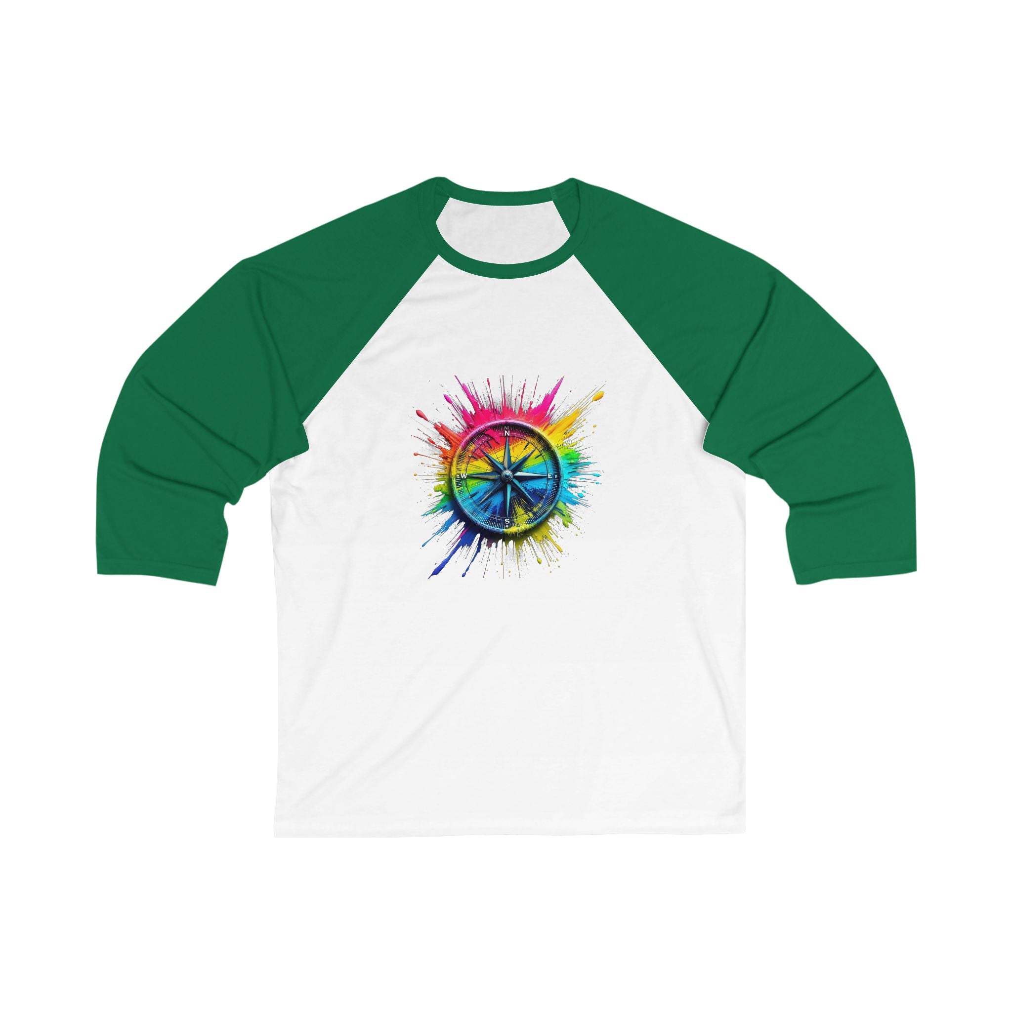 Colorful Compass Sign Baseball Tee, Unisex T-Shirt, Boho Clothing, Summer Festival Wear, Gift for Him/Her