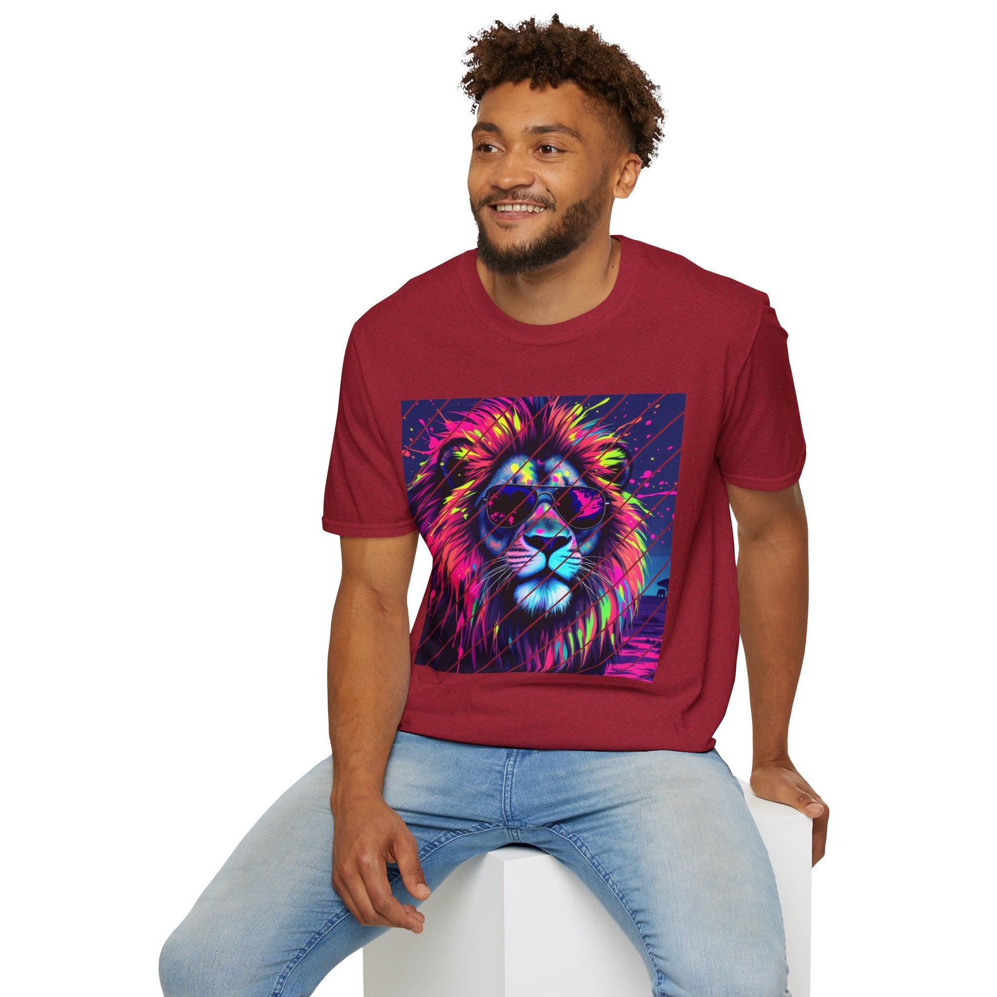 Vibrant Lion Graphic T-Shirt, Colorful Unisex Tee, Gift for Animal Lovers, Trendy Casual Wear, Perfect for Birthdays and Celebrations