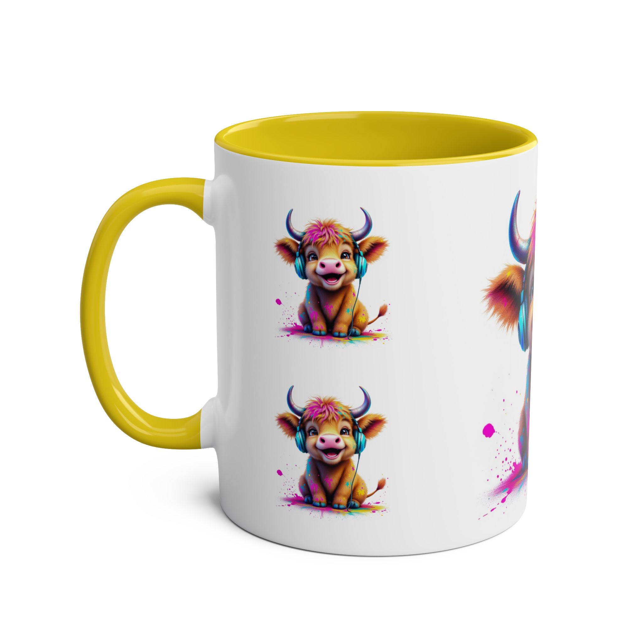 Playful Highland Cow Mug, Cute Coffee Cup for Animal Lovers, Gift for Birthdays, Cow Decor, Fun Kitchenware, Colorful Drinkware