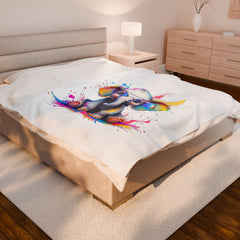 Colorful Elephant Plush Blanket - Cozy Velveteen Throw for Kids & Animal Lovers