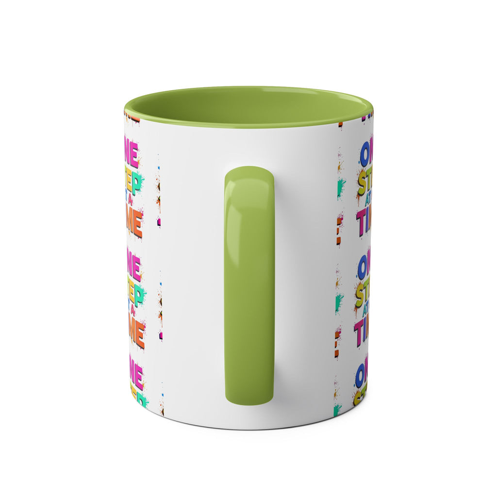 Motivational Two-Tone Coffee Mug - "One Step at a Time" - 11oz