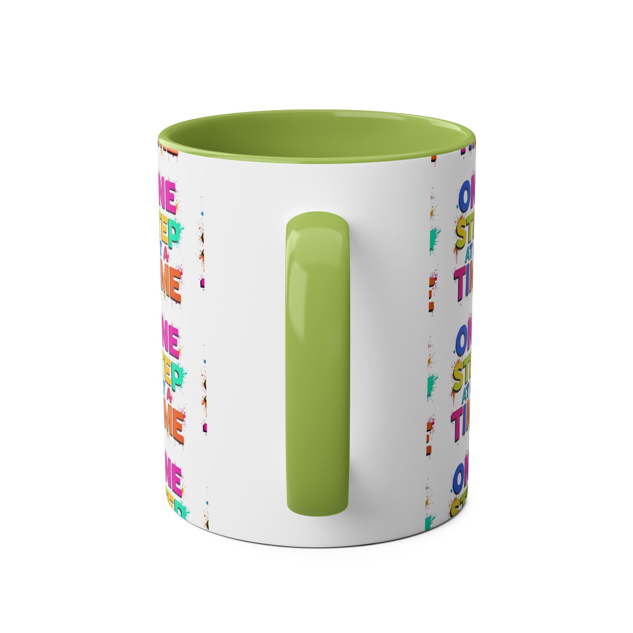 Motivational Two-Tone Coffee Mug - "One Step at a Time" - 11oz