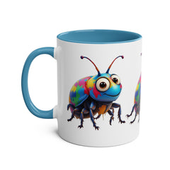 Colorful Beetle Two-Tone Coffee Mug - 11oz Fun and Whimsical Design