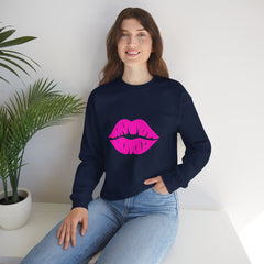 Kiss Mark Crewneck Sweatshirt - Cute Fashion for Her, Cozy Gift Idea, Valentine's Day, Overall Style, Relaxed Fit