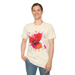 Vibrant Poppy Unisex T-Shirt, Colorful Art Tee, Summer Fashion, Gift for Nature Lovers, Casual Wear, Statement Piece