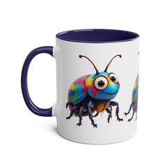 Colorful Beetle Two-Tone Coffee Mug - 11oz Fun and Whimsical Design