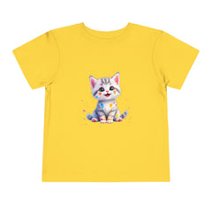 Cute Cat Toddler Tee - Whimsical Graphic Short Sleeve Shirt for Kids