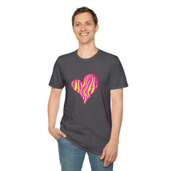 Pink Zebra Heart Unisex T-Shirt, Custom Love Shirt, Casual Wear, Gift for Her, Trendy Summer Tee