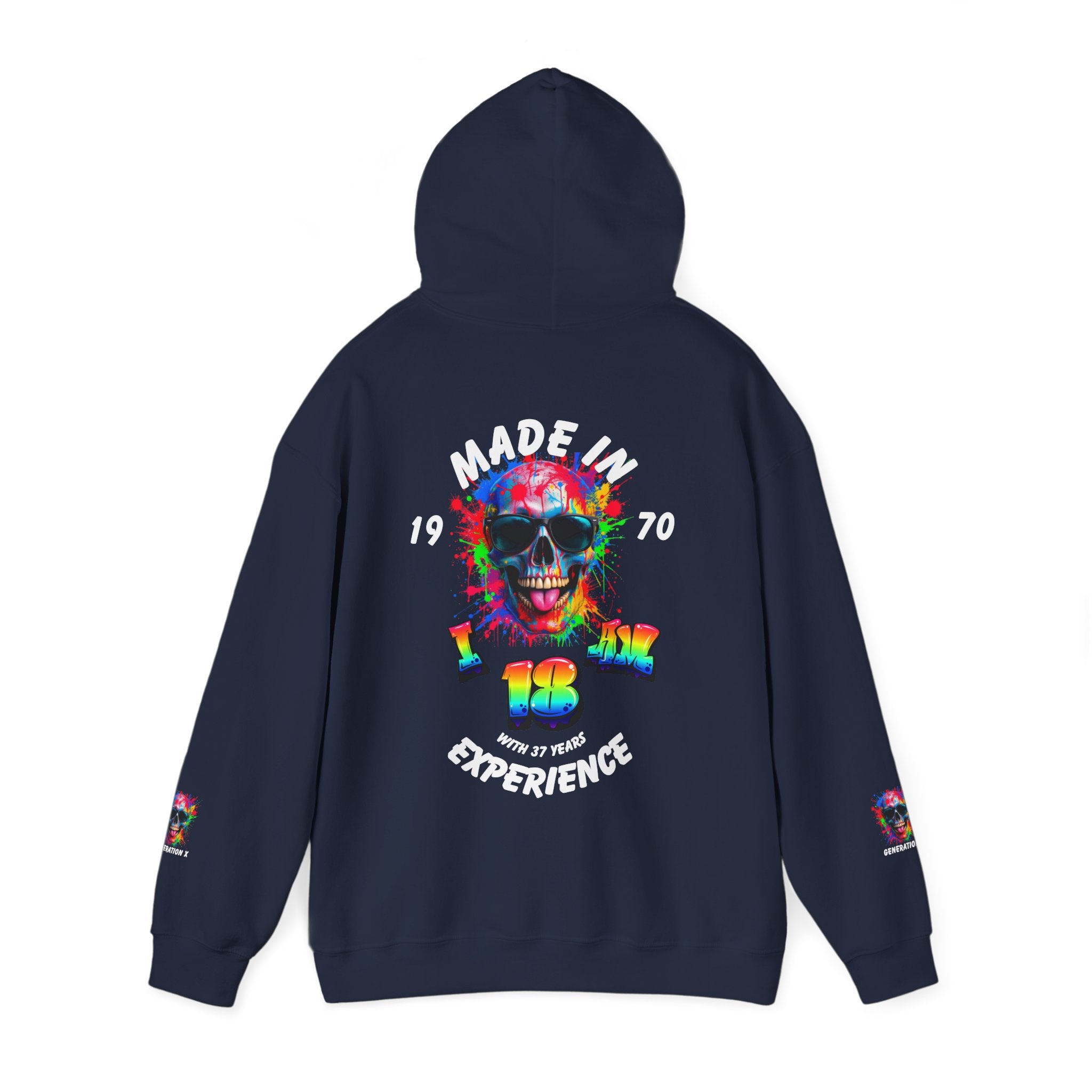 Colorful Retro Skull Hoodie, Unisex Heavy Blend Sweatshirt, Gift for Birthday, Casual Wear, Vintage Style