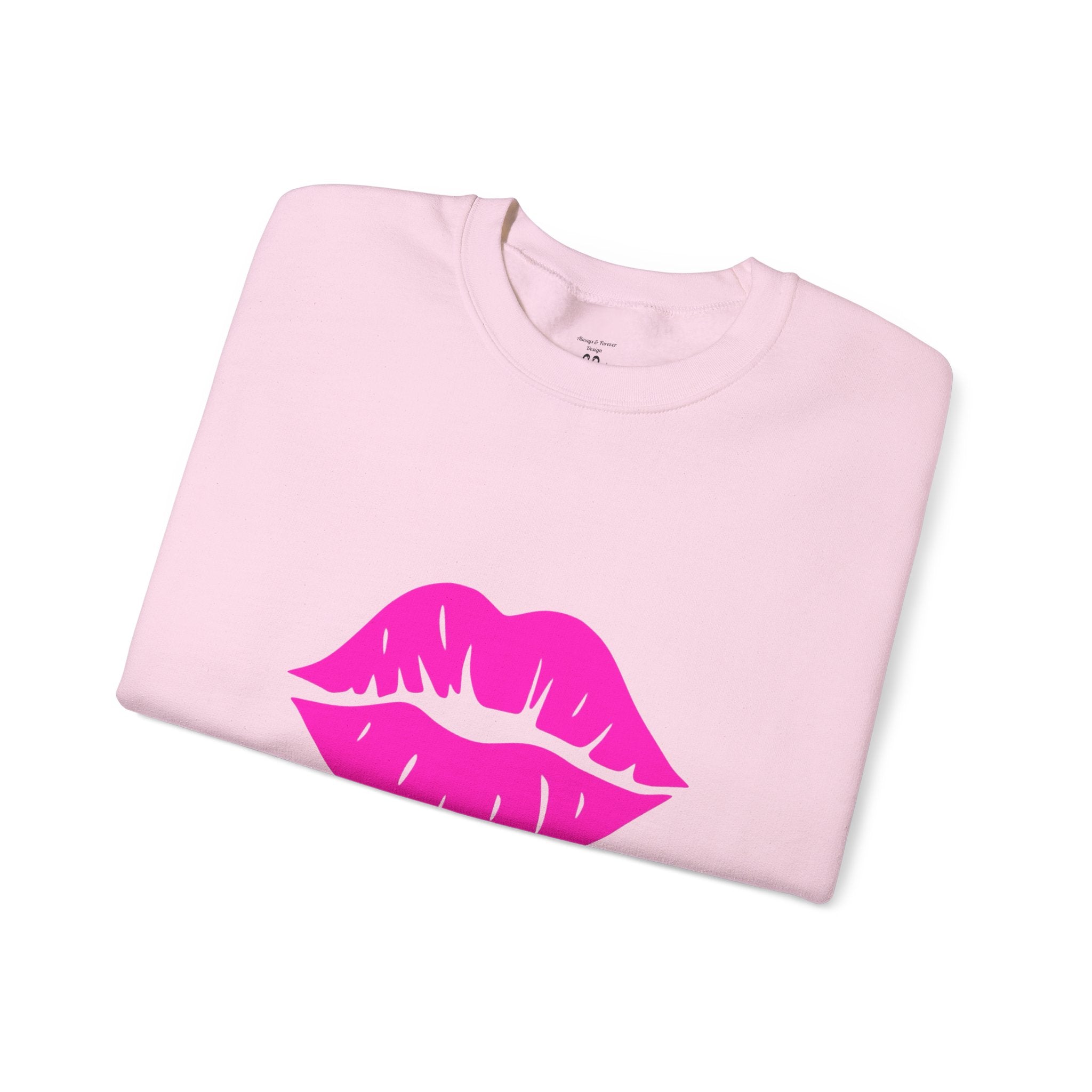 Kiss Mark Crewneck Sweatshirt - Cute Fashion for Her, Cozy Gift Idea, Valentine's Day, Overall Style, Relaxed Fit
