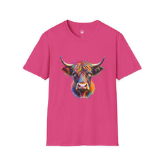 Highland Cow Graphic T-Shirt, Fun Farm Animal Tee, Cute Gift for Cow Lovers, Unisex Softstyle Shirt for Casual Wear