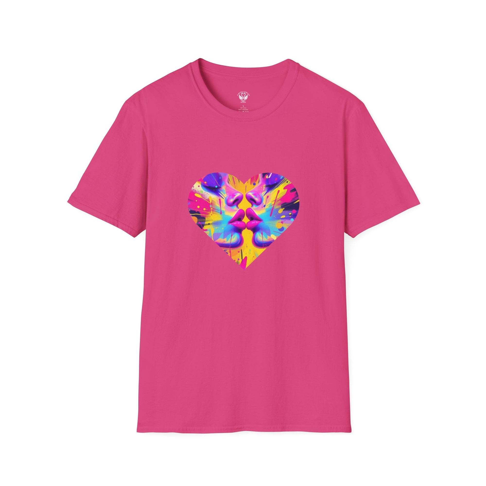 Vibrant Heart Art T-Shirt, Colorful Unisex Tee for Couples, Gift for Valentine's Day, Artistic Love Shirt, Casual Everyday Wear