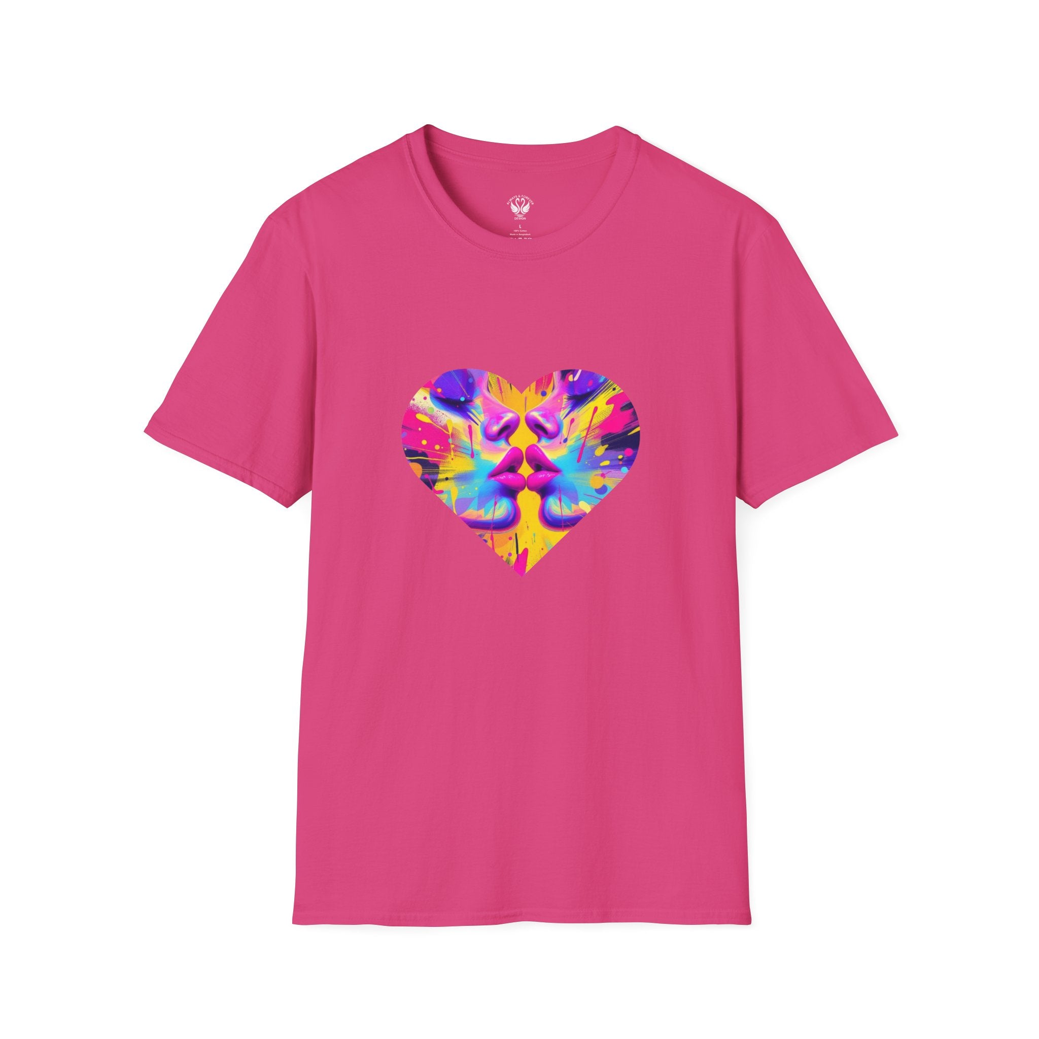 Vibrant Heart Art T-Shirt, Colorful Unisex Tee for Couples, Gift for Valentine's Day, Artistic Love Shirt, Casual Everyday Wear
