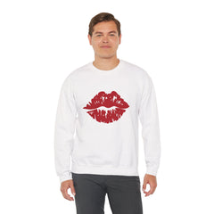 Romantic Lip Print Crewneck Sweatshirt | Perfect Gift for Her | Cozy Casual Wear, Valentine's Day, Birthday, Self-Care