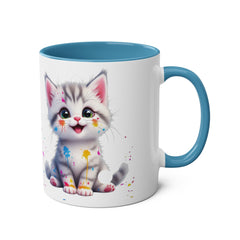 Cute Cat Two-Tone Coffee Mug for Cat Lovers