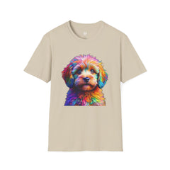 Colorful Puppy Art T-Shirt, Animal Lover Gift, Pet Owner Apparel, Fun Fashion for Dog Lovers, Unique Graphic Tee
