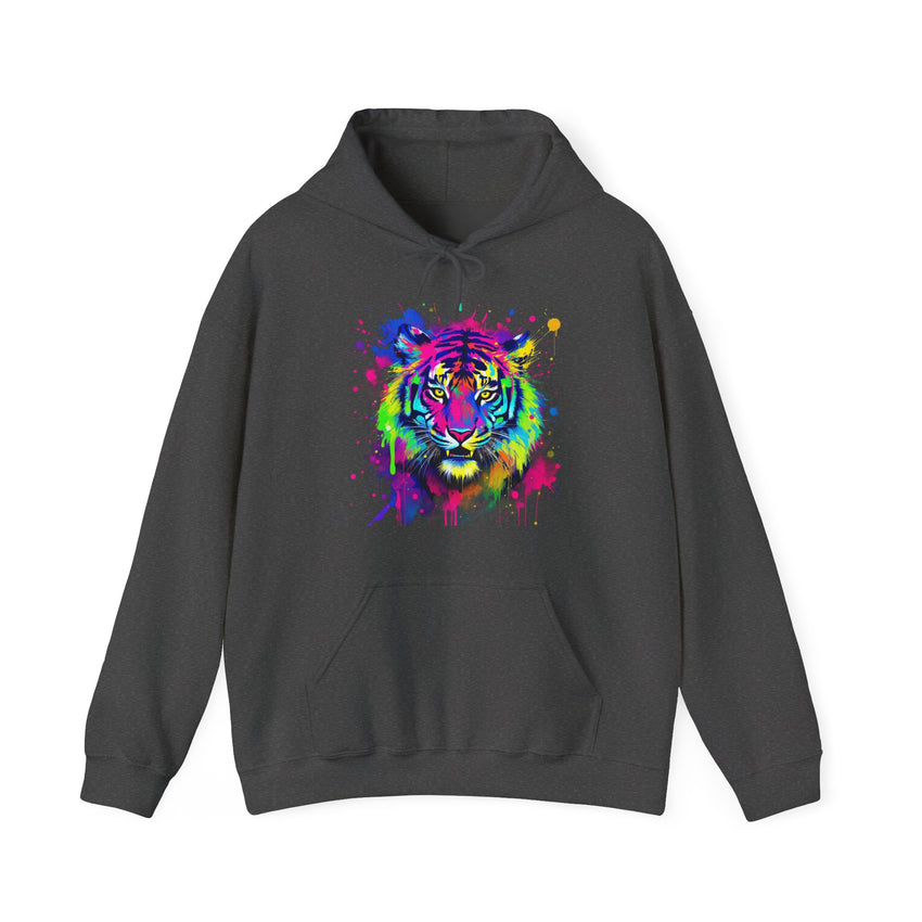 Colorful Tiger Hoodie – Unisex Heavy Blend™, Rainbow Tiger Sweatshirt, Graphic Hoodie, Animal Lover Gift, Unique Hooded Sweatshirt