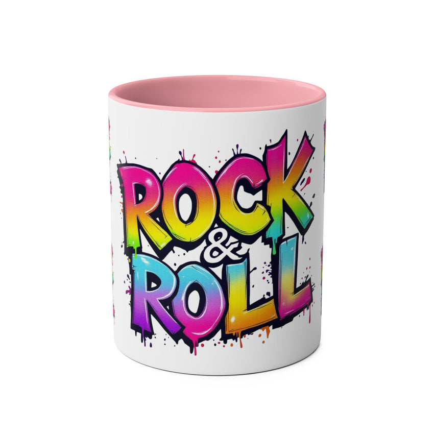 Colorful Rock & Roll Coffee Mug - 11oz Two-Tone Mug for Music Lovers