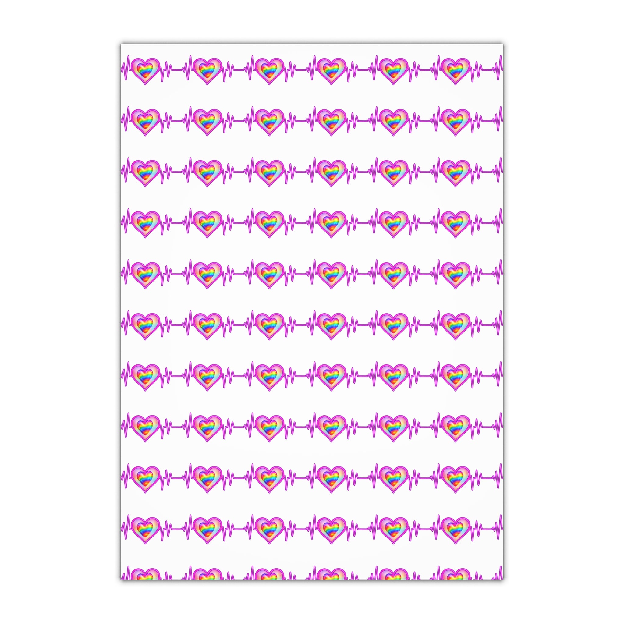 Colorful Heartbeat Gift Wrapping Paper Sheets - Perfect for Celebrations & Special Occasions
