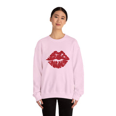 Romantic Lip Print Crewneck Sweatshirt | Perfect Gift for Her | Cozy Casual Wear, Valentine's Day, Birthday, Self-Care