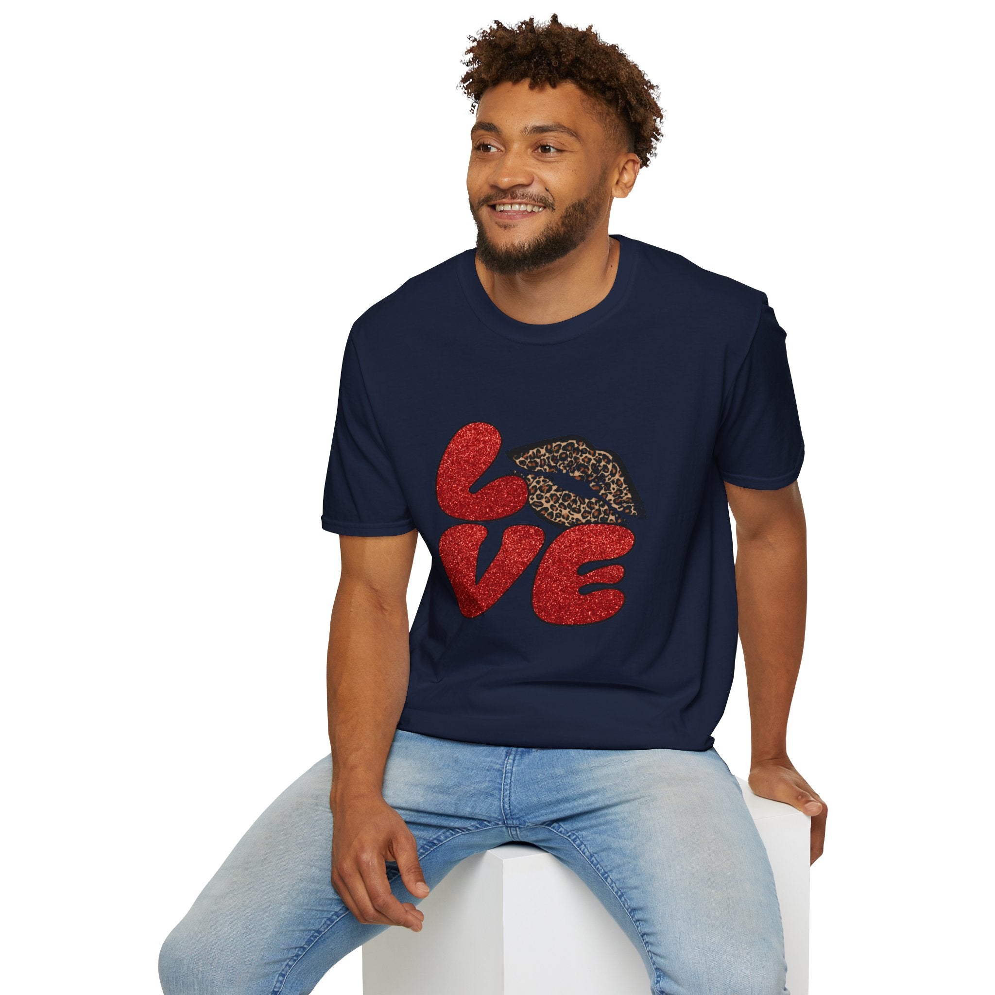 Leopard Love Graphic T-Shirt, Cute Valentine's Day Shirt, Casual Love Tee, Unisex Softstyle Top, Trendy Gift for Her