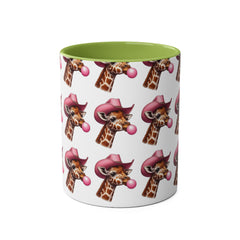Fun Giraffe Coffee Mug, Whimsical Cup, Red Two-Tone Mug, Cute Gifts, Animal Lover Drinkware, Perfect for Birthdays, Unique Kitchen Decor