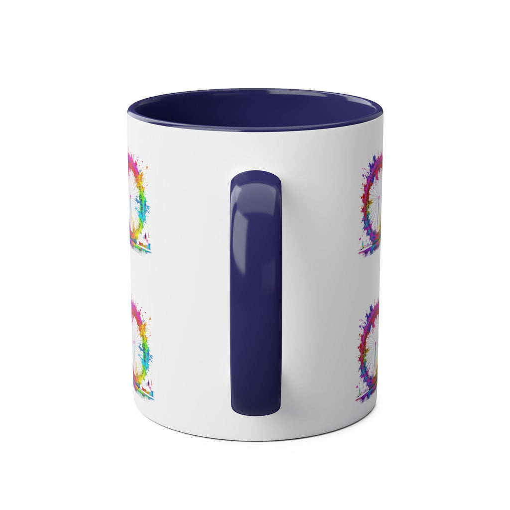 Colorful Cityscape Two-Tone Coffee Mug | Fun Gift, Home Decor, Artistic Mug, Coffee Lover's Gift, Office Essentials