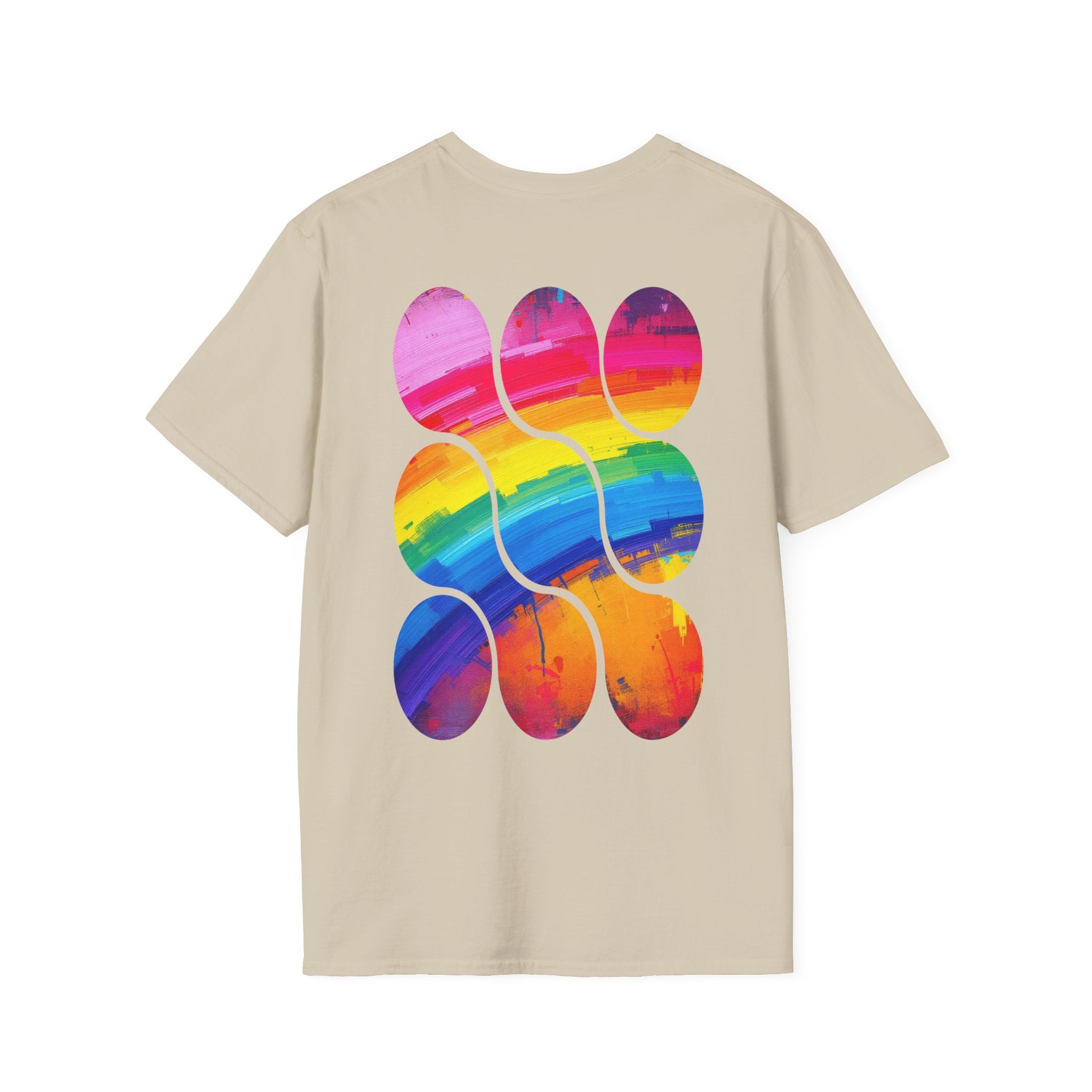 Vibrant Rainbow Softstyle T-Shirt, Unisex Pride Tee, LGBTQ+ Apparel, Colorful Casual Wear, Summer Festival Shirt