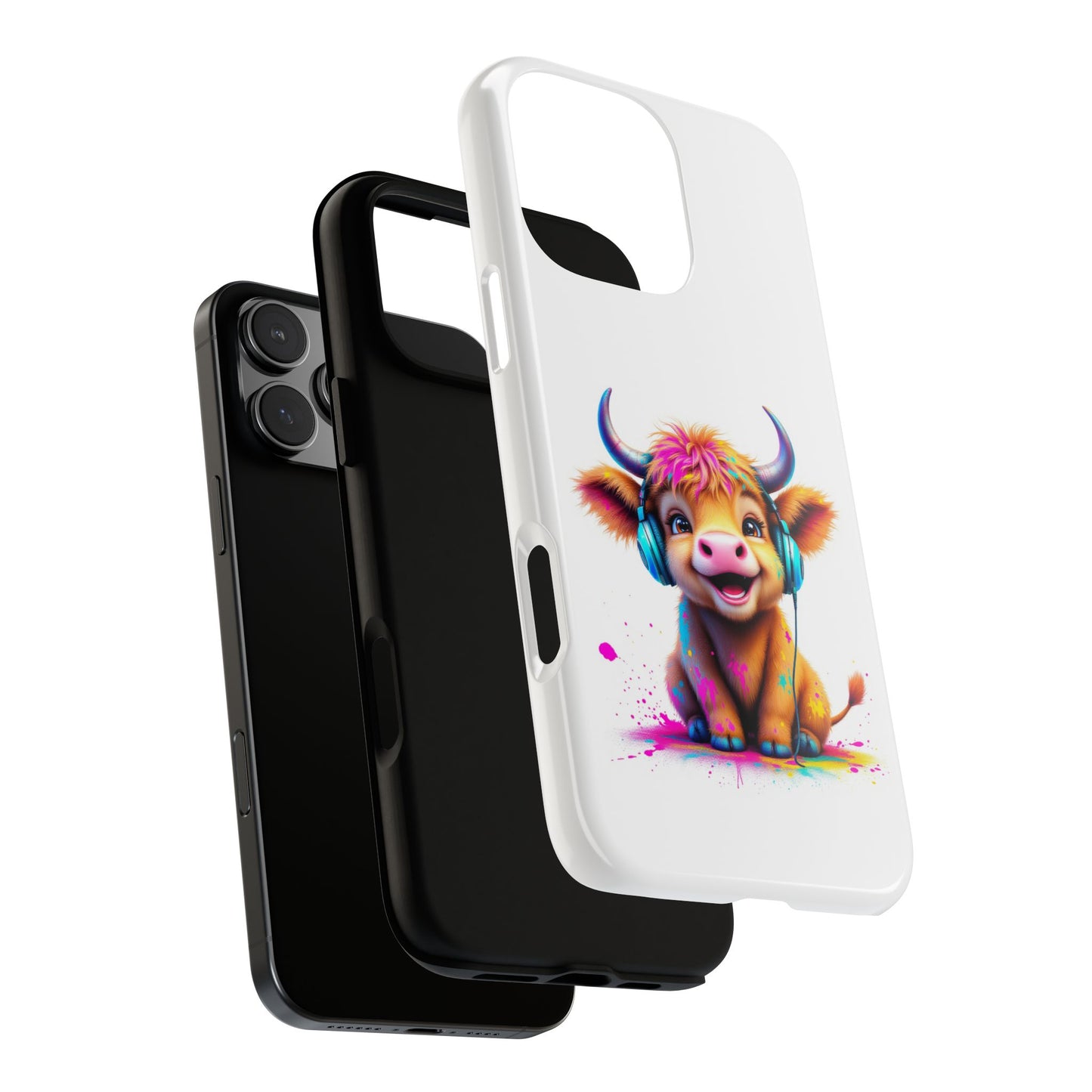 Cute Cow Phone Case with Headphones – Tough Cases