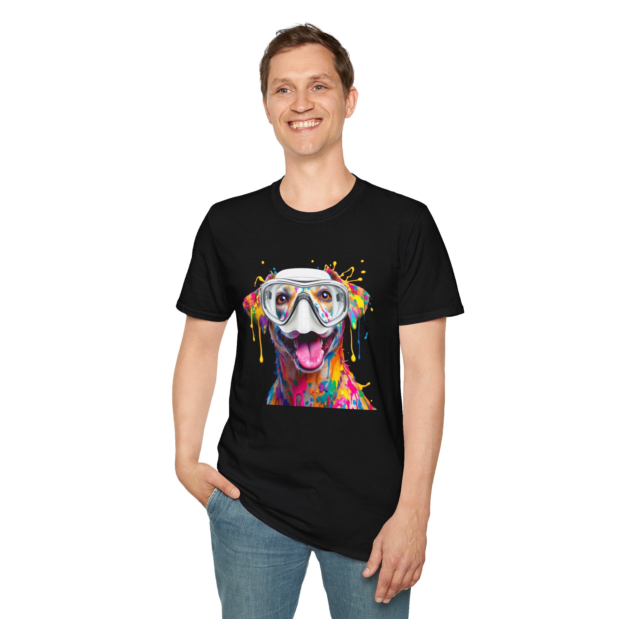 Vibrant Dog Art Unisex T-Shirt – Cute Pet Lover Gift, Animal Artwork Tee, Colorful Dog Graphic Top, Unique Gift for Dog Owners